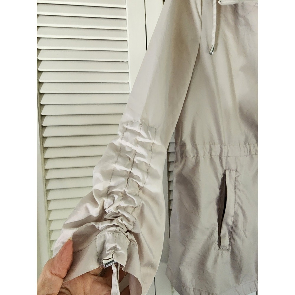 Jones New York XL Hooded Lightweight Jacket Zip Drawstring Beige Windbreaker - Picture 3 of 8